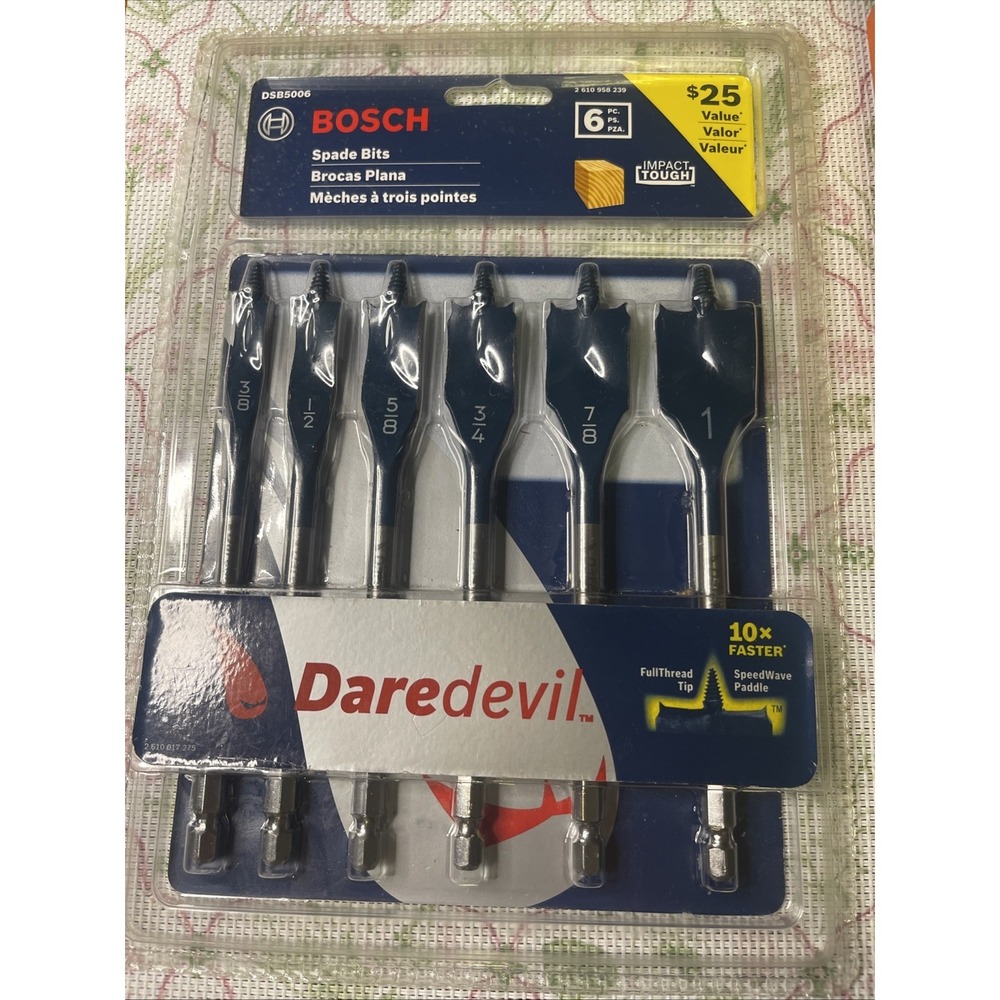 Bosch Daredevil DSB5006 Spade Drill Bit Set 6 Piece Impact Tough Wood Bits